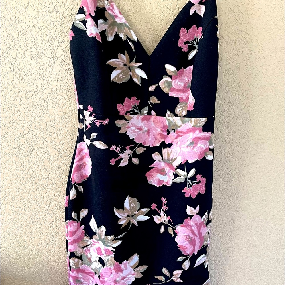 Black Floral Midi Dress